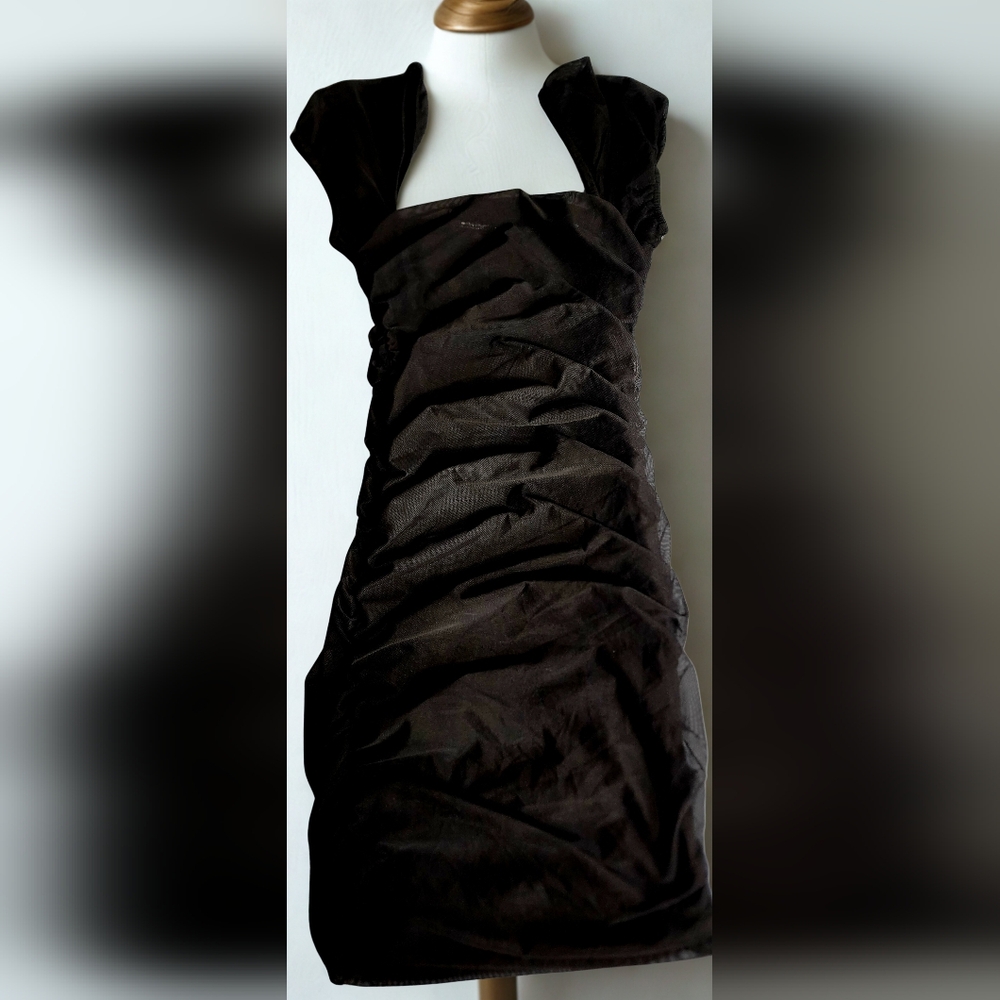Princess Polly Black Ruched Mini Dress Size 2 Bodycon Party Night Out